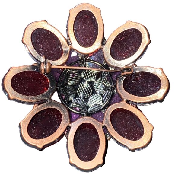 Brooch Flower 2.5 Inches Purple Costume Vintage Jewelry - Picture 4 of 5